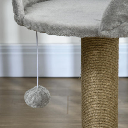 Cat Tree Tower with Scratching Posts and Hanging Ball - Grey
