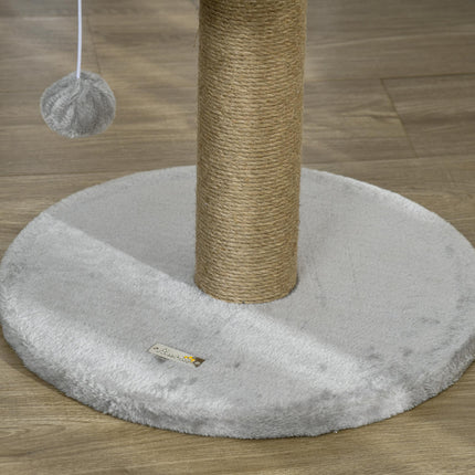 Cat Tree Tower with Scratching Posts and Hanging Ball - Grey