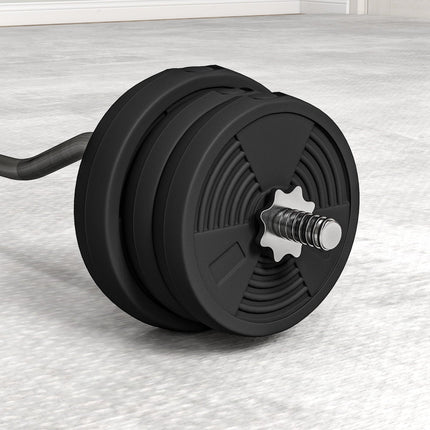 25kg Adjustable Barbell Set with Curl Bar and Non-Slip Handle for Weight Lifting Training - Black