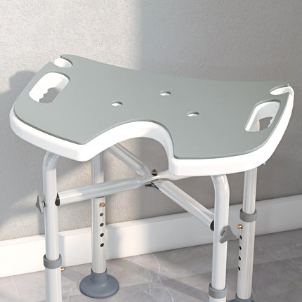 Adjustable 39-51.5cm Padded 'U' Seat Shower Stool with Handles - Grey