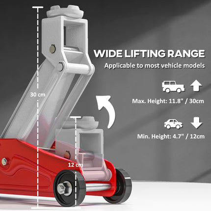 2 Ton Low Profile Hydraulic Car Jack for Tyre Repair and Garage Use - Red