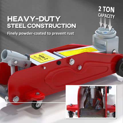 2 Ton Low Profile Hydraulic Car Jack for Tyre Repair and Garage Use - Red