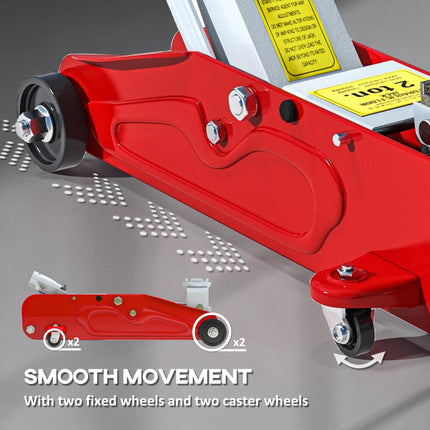 2 Ton Low Profile Hydraulic Car Jack for Tyre Repair and Garage Use - Red