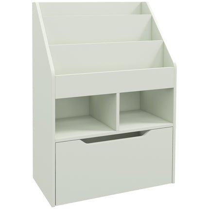 Kids Bookshelf with Storage Drawer and Wheels for Children 3-12 Years - Green
