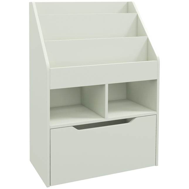 Kids Bookshelf with Storage Drawer and Wheels for Children 3-12 Years - Green
