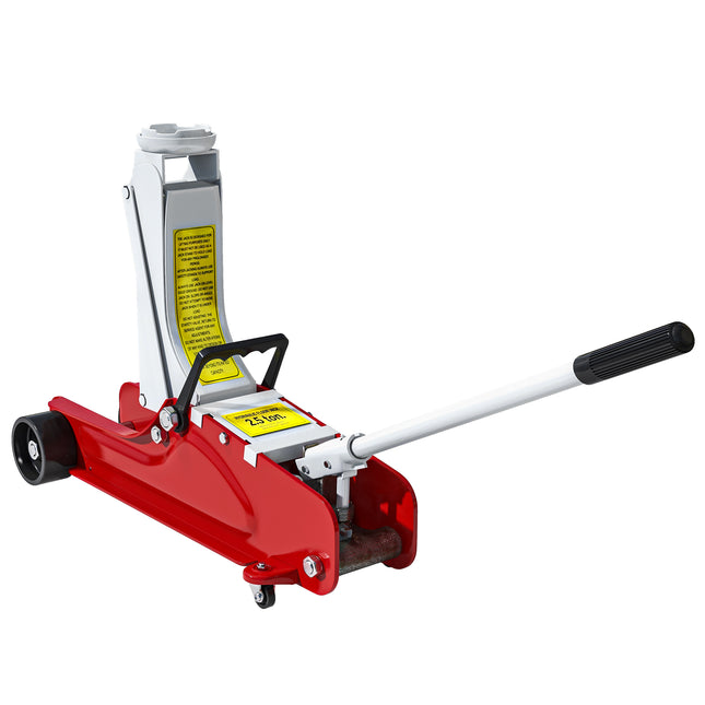 Hydraulic Low Profile Racing Floor Jack 2.5 Ton 8-38cm Lifting Range - Red