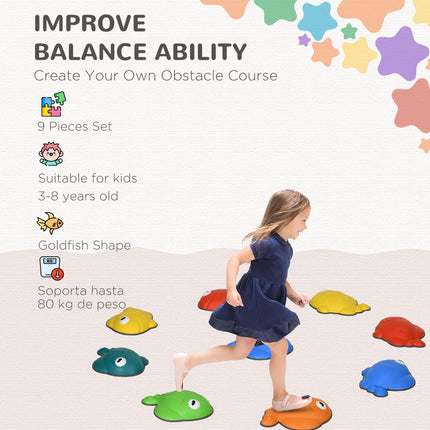 9 Pcs Balance Stepping Stones Kids for Sensory with Non-slip Edge, Stackable Out