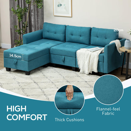 L Shape Modular Sofa with Storage - Light Blue