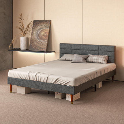 Upholstered King Bed Frame 154W x 206D x 87Hcm with Slats - Grey
