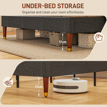 Upholstered King Bed Frame 154W x 206D x 87Hcm with Slats - Grey