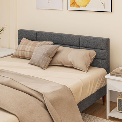 Upholstered King Bed Frame 154W x 206D x 87Hcm with Slats - Grey