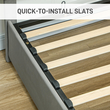 Double Ottoman Bed Frame with Front Drawer Storage - Grey