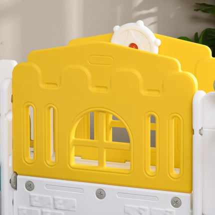 7-in-1 Toddler Slide with Basketball Hoop for Ages 1-3 Years - Yellow White Green