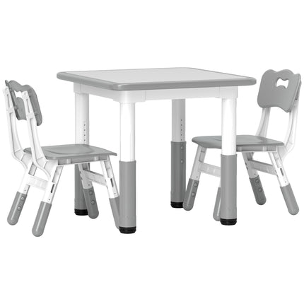 3 Piece Height Adjustable Toddler Table and Chair Set - Grey