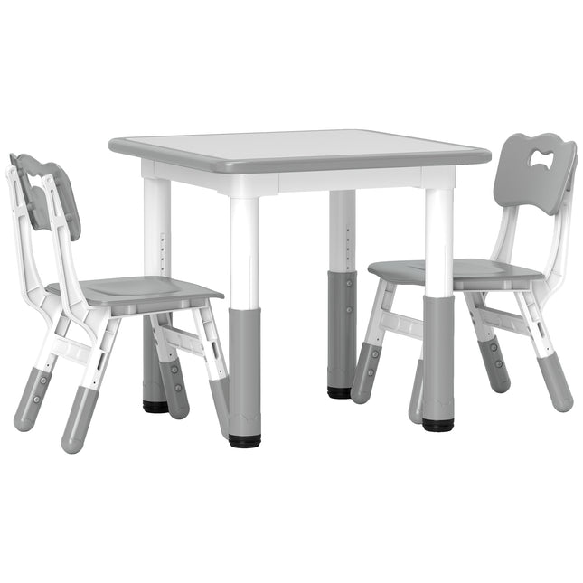 3 Piece Height Adjustable Toddler Table and Chair Set - Grey