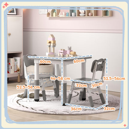 3 Piece Height Adjustable Toddler Table and Chair Set - Grey