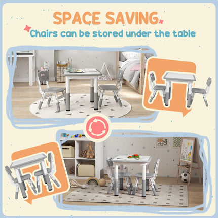 3 Piece Height Adjustable Toddler Table and Chair Set - Grey