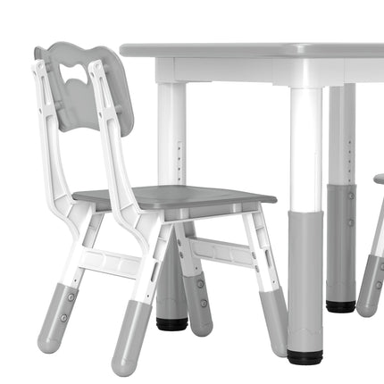 3 Piece Height Adjustable Toddler Table and Chair Set - Grey