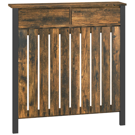Rustic-Look Radiator Cover 93 x 88.5cm with Drawer - Brown/Black