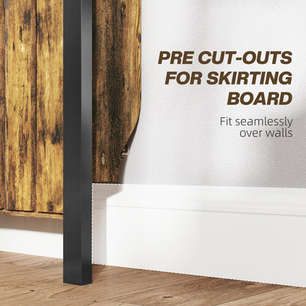 Rustic-Look Radiator Cover 93 x 88.5cm with Drawer - Brown/Black