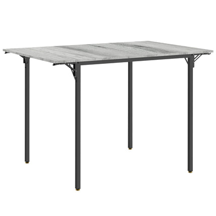 Four-Person Drop Leaf Dining Table with Wood-Effect Top - Grey