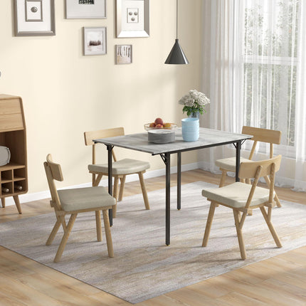 Four-Person Drop Leaf Dining Table with Wood-Effect Top - Grey