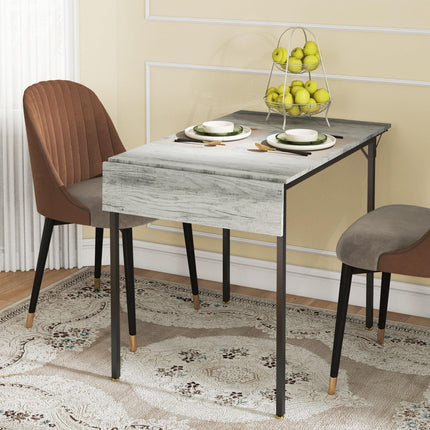 Four-Person Drop Leaf Dining Table with Wood-Effect Top - Grey