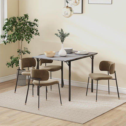 Four-Person Drop Leaf Dining Table with Wood-Effect Top - Grey