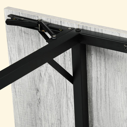 Four-Person Drop Leaf Dining Table with Wood-Effect Top - Grey