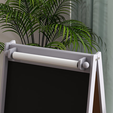 3 in 1 Kids Easel with Paper Roll and Storage Baskets for Ages 3-8 - Grey