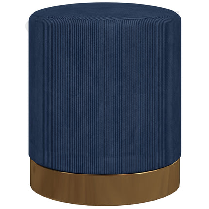 Soft Padded Corduroy Round Footstool 40x45cm - Dark Blue