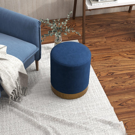Soft Padded Corduroy Round Footstool 40x45cm - Dark Blue