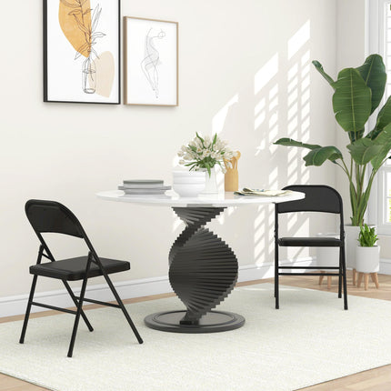 Set of 2 Cushioned Steel Folding Chairs with Padded Seats - Black