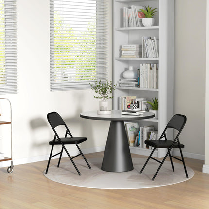 Set of 2 Cushioned Steel Folding Chairs with Padded Seats - Black
