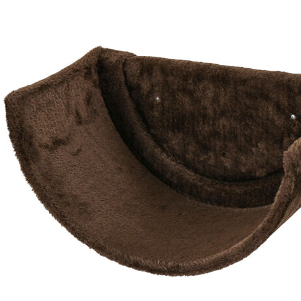 4PC Wall-Mounted Cat Shelves with Scratching Post, Hammock & Nest - Brown