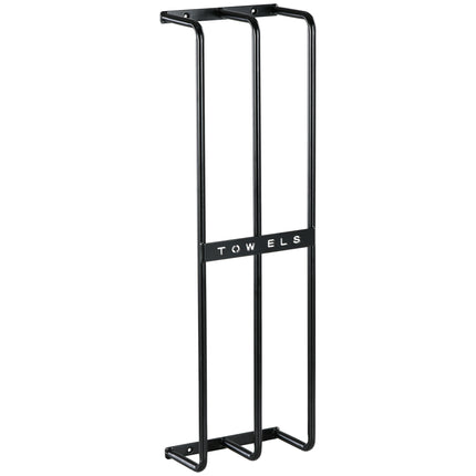 Six Large Wall-Mounted Towel Holder with Mounting Accessories - Black
