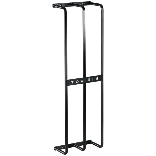 Six Large Wall-Mounted Towel Holder with Mounting Accessories - Black