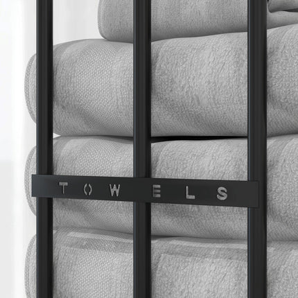 Six Large Wall-Mounted Towel Holder with Mounting Accessories - Black