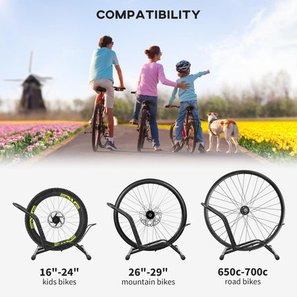 Freestanding Steel Bike Floor Stand for 16-29 Inch Bikes - Black