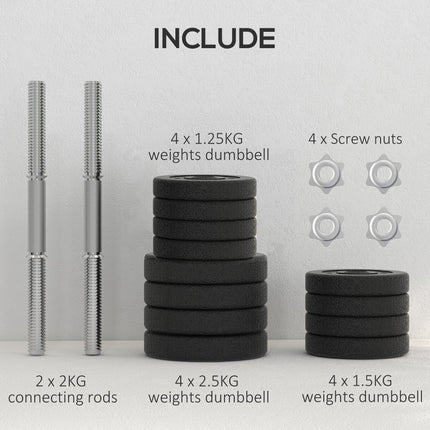 25KG Adjustable Weights Dumbbells Set, Dumbbell Hand Weights for Home Office Gym
