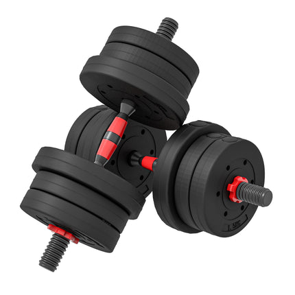 20kg Adjustable 2-in-1 Dumbbell and Barbell Set - Black
