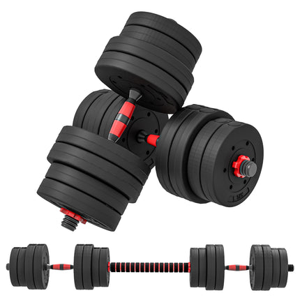 30kg Adjustable 2-in-1 Dumbbell and Barbell Set - Black
