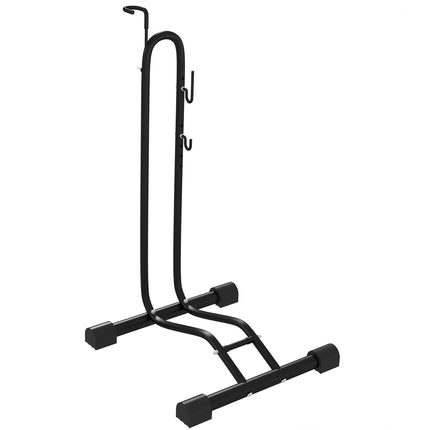 Adjustable Vertical & Horizontal Bike Rack Stand for 6"-28" Wheels - Black Steel Frame