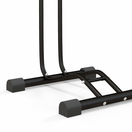 Adjustable Vertical & Horizontal Bike Rack Stand for 6"-28" Wheels - Black Steel Frame