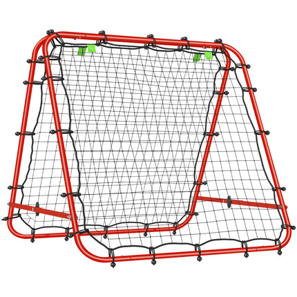 Double Sided Football Rebounder Net with 5 Adjustable Angles - Red