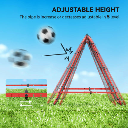 Double Sided Football Rebounder Net with 5 Adjustable Angles - Red