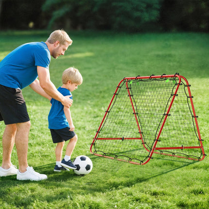 Double Sided Football Rebounder Net with 5 Adjustable Angles - Red