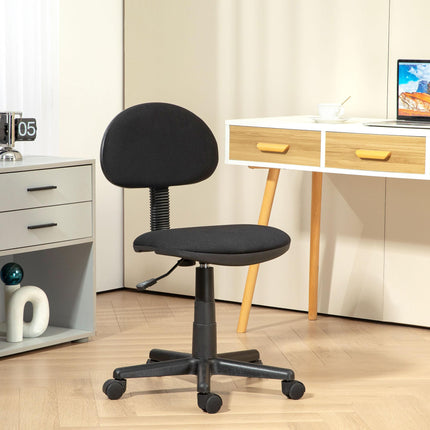 Small Armless Adjustable Office Chair with Swivel - Black