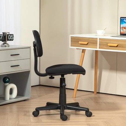 Small Armless Adjustable Office Chair with Swivel - Black
