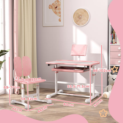 Height Adjustable Kids Desk and Chair Set, School Study Writing, Reading Table C